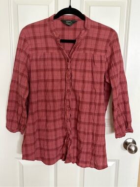 Woolrich Mauve Plaid Button-Down Gauze Shirt